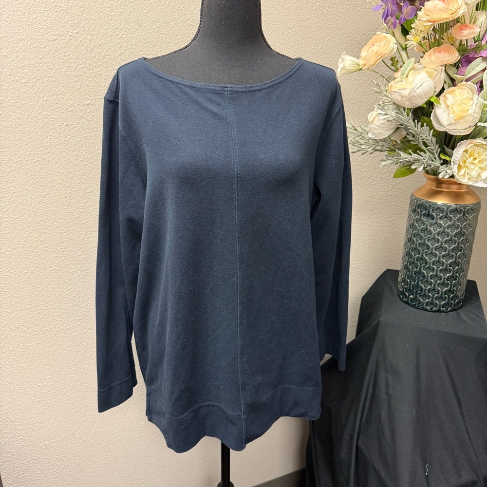 Chaus Sport Navy XL Long Sleeve Soft Stretch Knit Casual Everyday Top